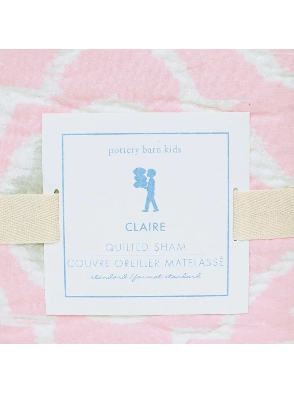 Pottery Barn Kids Quilted Pillow Sham Pink Claire Pattern Pillowcase NWT